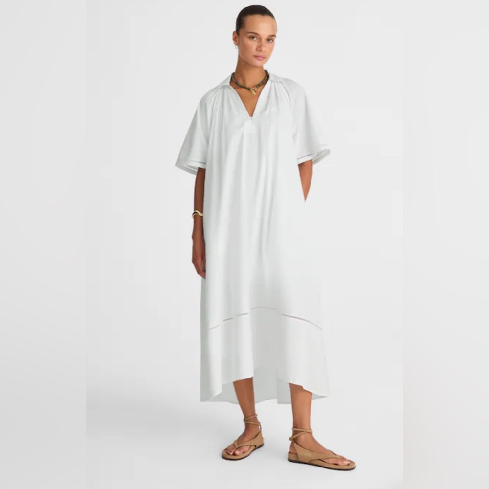 MADEWELL Women’s Poplin Split-Neck Midi Shirtdress White Sz. Small NEW$148 NV435